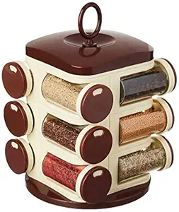 Amazon Brand - Solimo Plastic Revolving Spice Rack Set | 12 Pcs