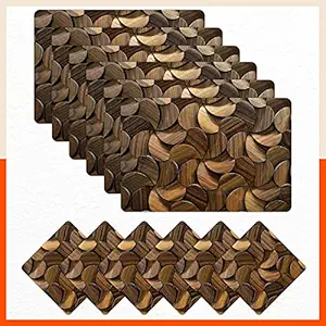Bathla Table Mats - Set of 6-45cm x 30cm PVC Table Placemats & Coasters for Home Dining Table | Multipurpose, Heat-Resistant, Waterproof & Washable | Matworks (Holz)