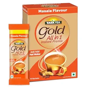 Tata Tea Gold All-in-1 Instant Premix Masala Tea, 14g Per Serve, Quick & Easy To Make Masala Chai, 10 Sachets