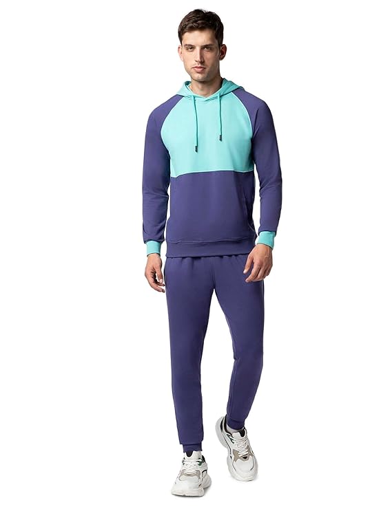 FYLTR Men's Colourblock Hoodie & Jogger Casual Terry Cotton Blend Co-ord Set - Winter Co-ord set for Men | Utility Side Pockets | Full Sleeve | Tracksuit