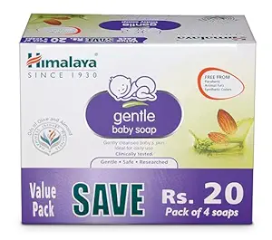 Himalaya Gentle Baby Soap 75 g | Value Pack of 4 - Save Rs 20 extra| No 1 Doctor prescribed brand | Oils of Almond & Olive | Gently cleanses baby's skin |
