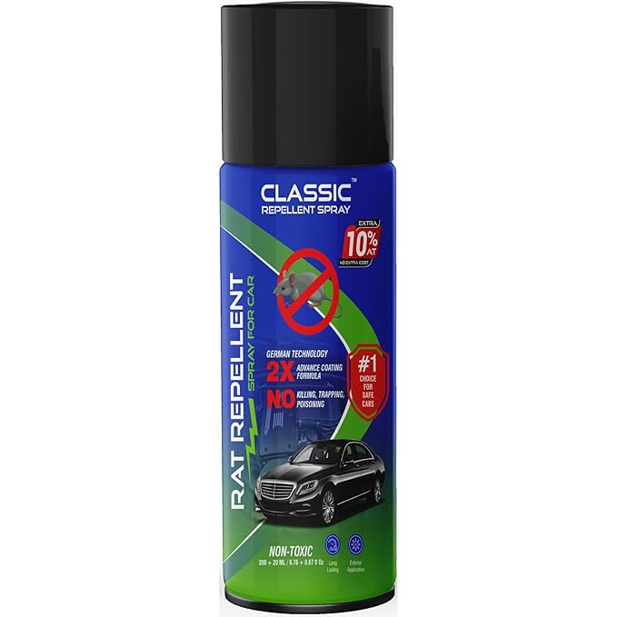 Rat Repellent for Cars, Bikes & EVs | Long-Lasting 2X Formula, Leak-Free Nozzle | Safe for Vehicles, German Aerosol Technology, Highly Effective