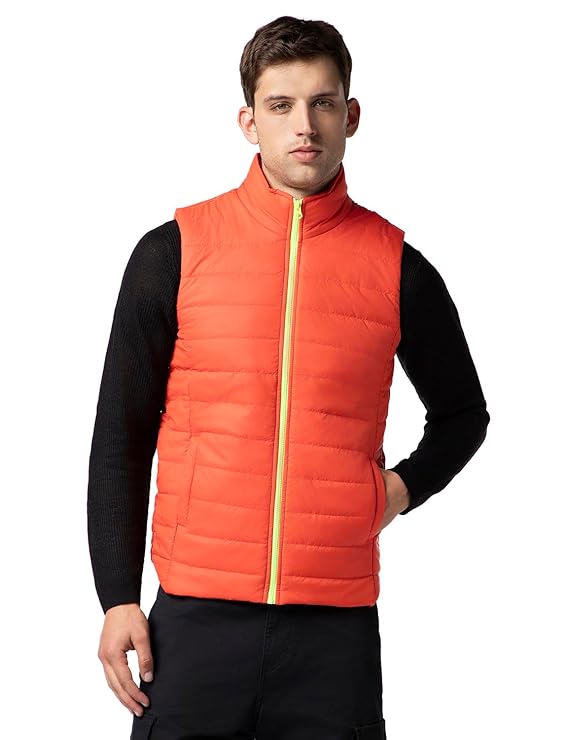 FYLTR Men's Sleeveless Puffer Jacket with Neon Trims - Winter Jackets for Men