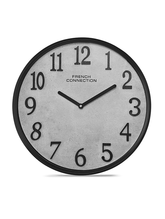 French Connection Luxury Wall Clock with Grey Luxury Dial - Size: 12 Inches - FCWC12-B