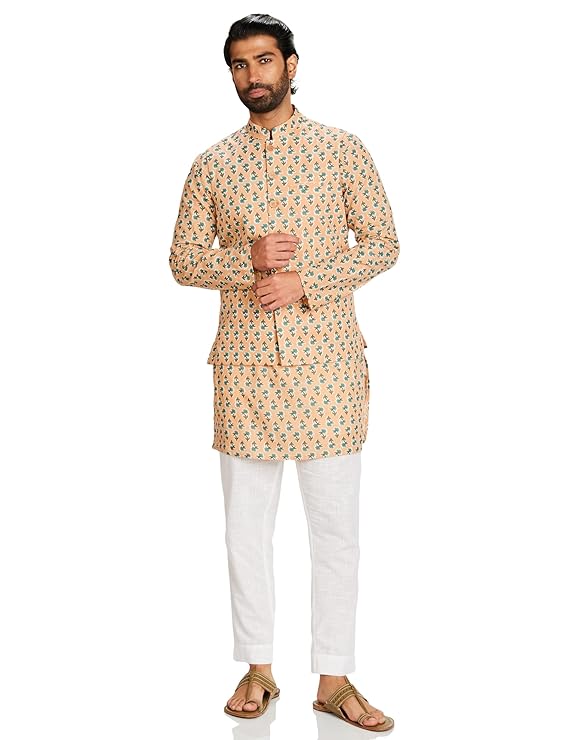 Amazon Brand - Symbol Men Cotton Nehru Jacket Kurta Pant Set (3pcs)