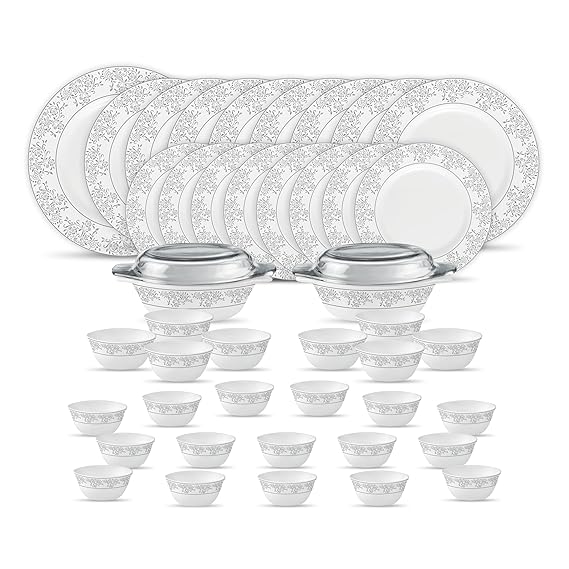 La Opala Diva Velvett Collection Opal Glass Crockery | for Family of 8