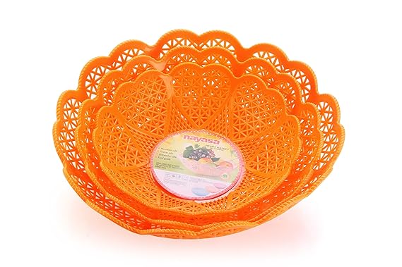 Nayasa Plastic Heart Fruit Basket Set of 3 | Multipurpose Storage Basket
