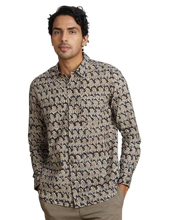 Amazon Brand - Symbol Floral Regular Fit Men's Ethnic Shirt