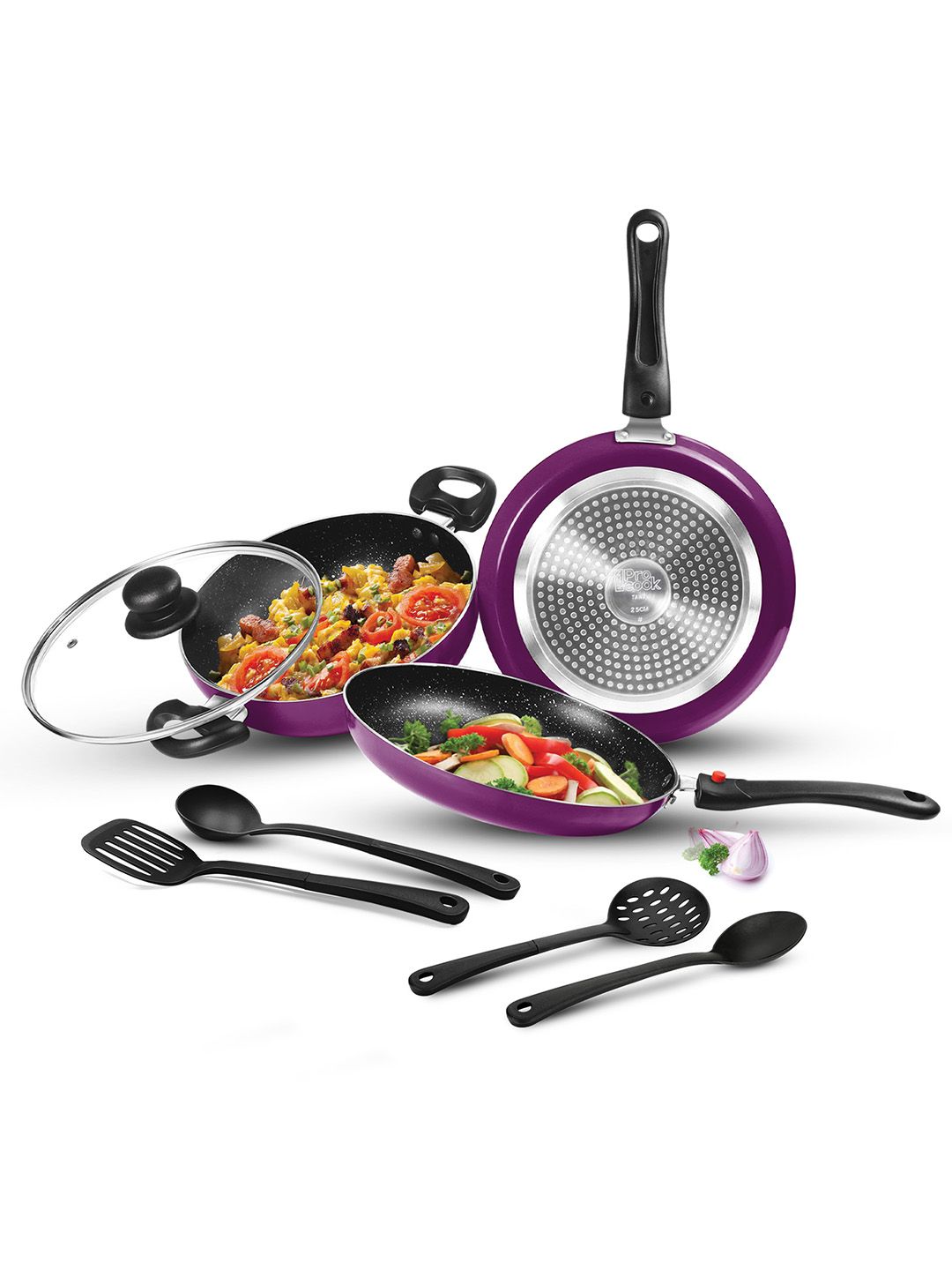 Set of 7 Pro Cook Kitchen Jewel Plus Granito Non Stick Aluminium Induction Cookware