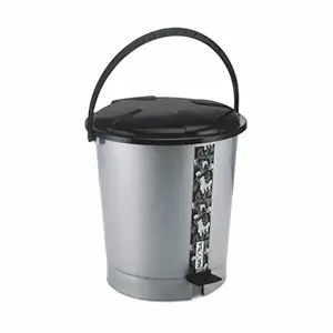 Nayasa Army Pedal Bin- 11.5 Ltrs | Dustbin with Lid | Garbage Waste Bin with Handle | For Kitchen -Bathroom | Strong & Durable | Black