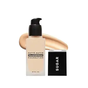 SUGAR Cosmetics Matte Match Transferproof Foundation|Upto 24 Hr Wear|Waterproof|Suits All Skin Types|30Ml
