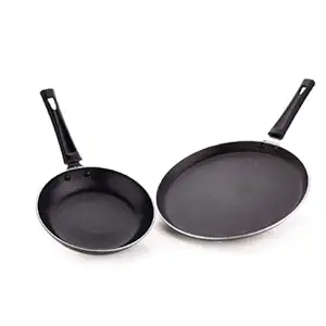 Crystal Nonstick Cookware Set - 2 Pcs | Tawa 280mm + Fry Pan 200 mm | Gas Stove Compatible | Multicolour