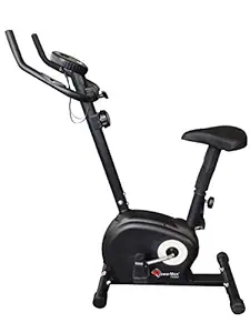 PowerMax Fitness BU-510-AL152 Steel Exercise Upright Bike, Black, Max user weight 100KG