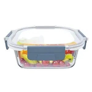 Signoraware Shut N Seal Borosilicate Glass Square Container | Airtight & Leakproof | Microwave Safe | Space-Saving | Perfect for Snacks & Leftovers | Ideal for Office & Outdoors (800ml | Clear)
