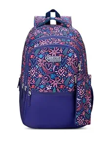 Lavie Sport Scribble 36L Navy Backpack | Fits Upto 15 Inch Laptop | Organizer &