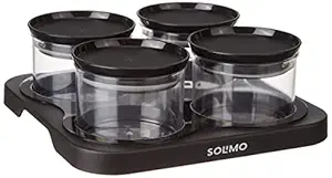 Amazon Brand - Solimo Airtight Storage Containers with 4 Containers (500ml) & Tray