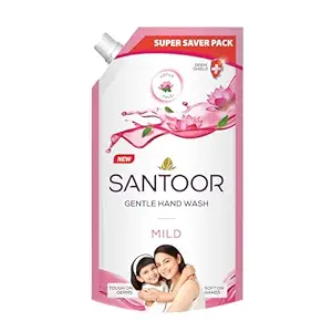 Santoor Mild Gentle Hand Wash 650ml with Goodness of Lotus & Tulsi| Rich Lathering Formula with Anti-Bacterial Properties| Soft on Hands| Soothes & Hydrates Skin