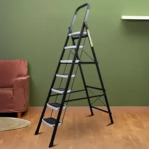 BonKaso Climb Steady Premium Alloy Steel Ladder with 7 Steps & Connecting Frame