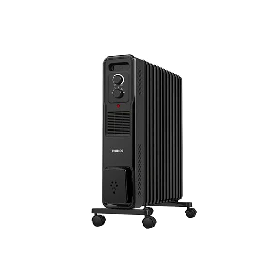 Philips 13 Fin Oil Filled Room Heater (OFR) | New M-Shaped Heating Fins for 30% Faster Heating | 5 Heat Settings | Tilt & Auto Shut-Off Protection | PTC Fan Heater for Instant Warmth | New Launch