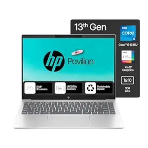 HP Pavilion Plus, Intel Core i5-1335U-13th Gen Laptop, (16GB LPDDR5x,512GB SSD),IPS, 300 nits, 14''(35.6cm) 2K,Win 11, M365 Basic(1yr), Office Home 24, Silver,1.38kg, 5MP Camera w/Shutter, ew0107TU
