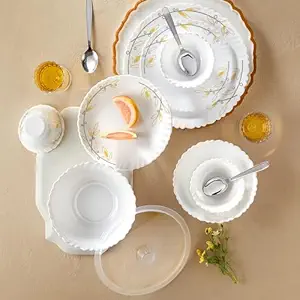 Larah by Borosil Silk Series Bella Opalware Dinner Set for Family