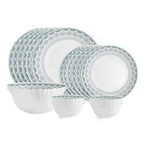 Celeste Opalware Dinner Set | 20Pcs | White | Service For 6 | Microwave & Dishwasher Safe | Light-Weight & Durable | Chip & Scratch Resistant | Best For Special Occassion & Gifting