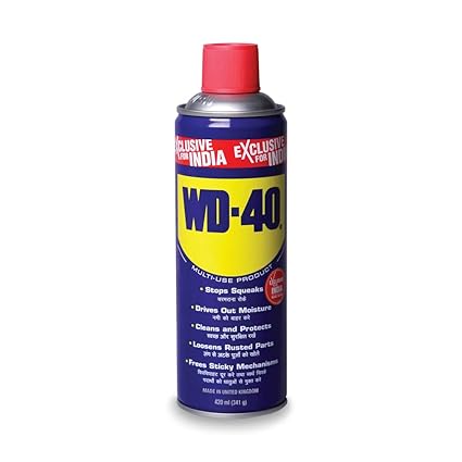 WD-40 Multipurpose Spray, Rust Remover, Cleans Bike Chains, Hinge Lubricant, Loosens Jammed Parts, Degreaser, and Cleaning Agent, 420ml (341g)