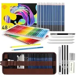 Corslet Set of 77 Pcs Drawing Kit - 48 Pc Colour Pencil Set Pencil Colour & 29 Pc Drawing Charcoal Pencil Set Art Supplies for Artist Includes Oil-Based Colouring Pencils and Sketch Kit for Artists