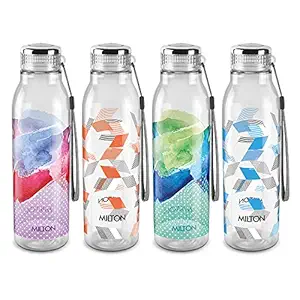 MILTON Helix 1000 Pet Water Bottle 1 Litre Each BPA Free, Leak Proof, Office Bottle Home Kitchen Travel Bottle, Set of 4, Assorted