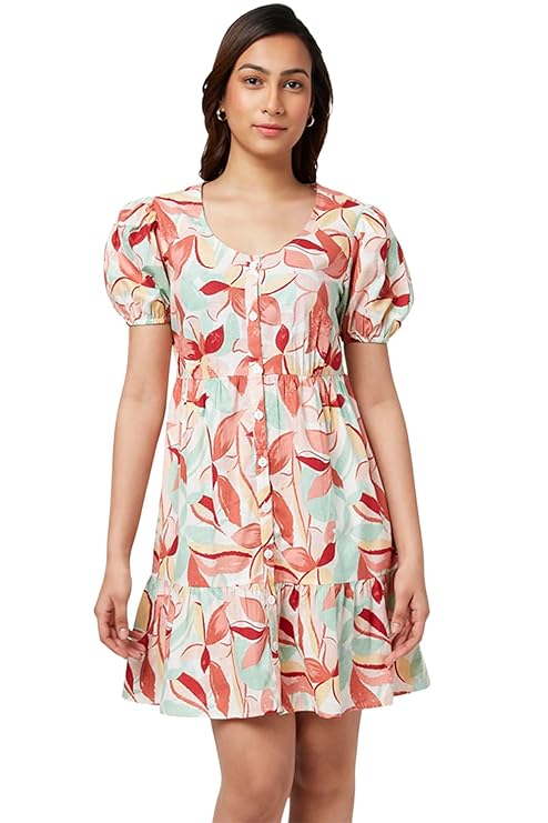 Women's Summer Fashion - Leave Printed Dresses