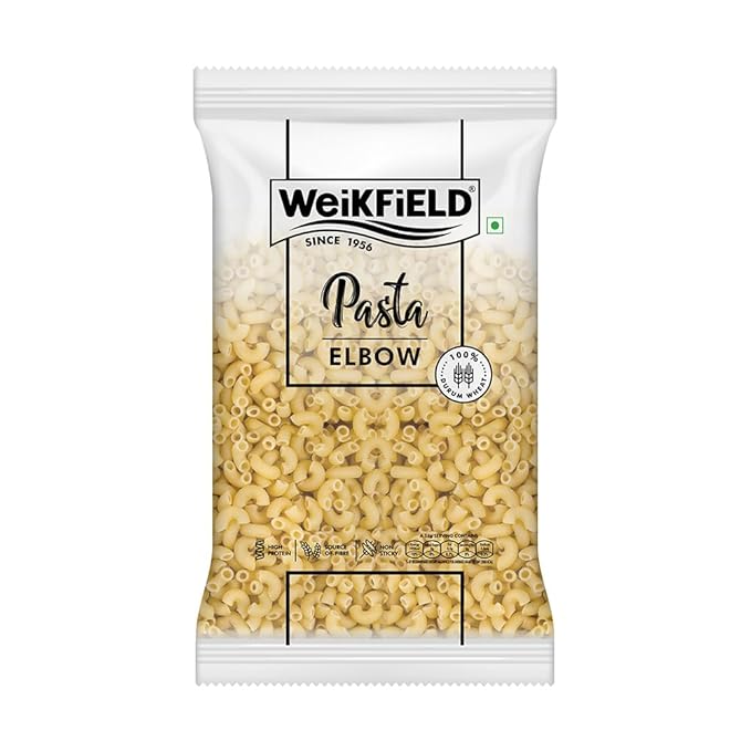 Weikfield Elbow Pasta 1Kg | Healthy Pasta Made With 100% Durum Wheat Semolina | No Maida | Rich in Protein & Fibre | Non Sticky | 100% Vegetarian | 1Kg Pouch