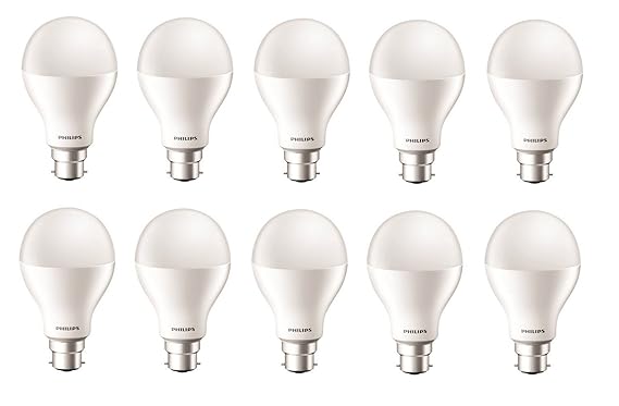 Philips Base B22 17-Watt Glass LED Bulb (Pack of 10, Cool Day Light)