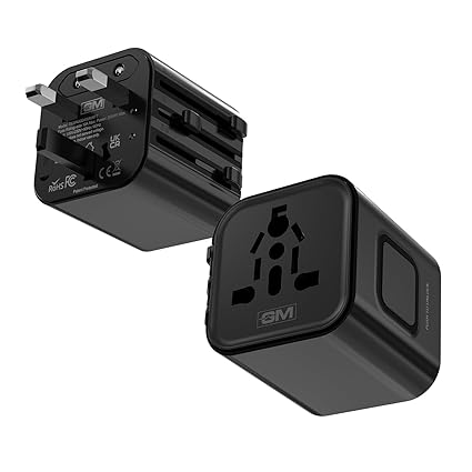 GM G+ Compact Travel Adapter | Universal All-in-One Worldwide Plug