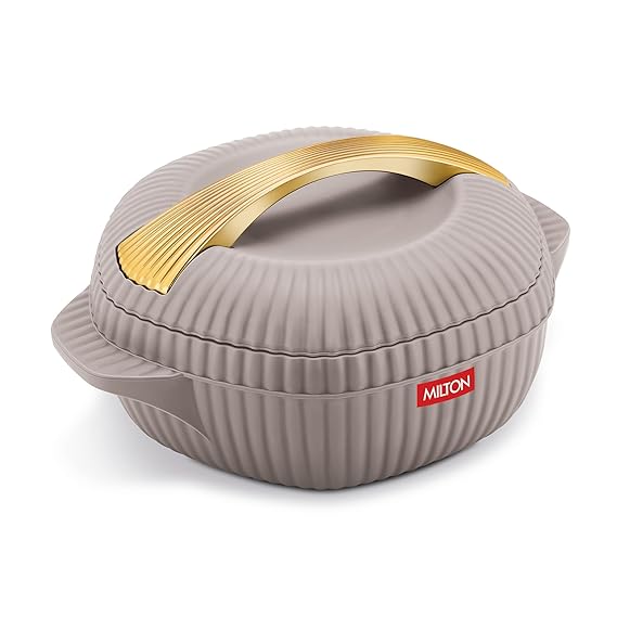 MILTON plastic Oyster 1500 PU Insulated Casserole, 1275 ml, Taupe, BPA Free, Food Grade, Hot and Cold, Easy to Carry, Easy to Store, Chapati, Roti, Curd Maker