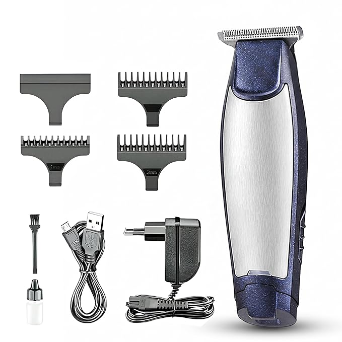 Trimmer Men for Private Parts | Rechargeable Beard Trimmer, Hair Cutting Machine, Mustache & Body Groomer, Corded & Cordless Full Body Trimmer for Man, Silver