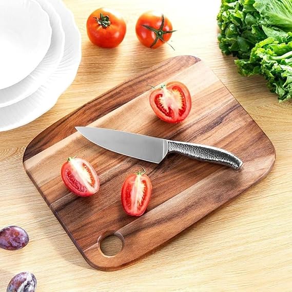 Clazkit Teak Wood Cutting/Chopping Board with Hanging Hole | Teak Wood