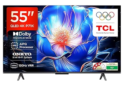 TCL 139 cm (55 inches) 4K Ultra HD Smart QLED Google TV 55P71K