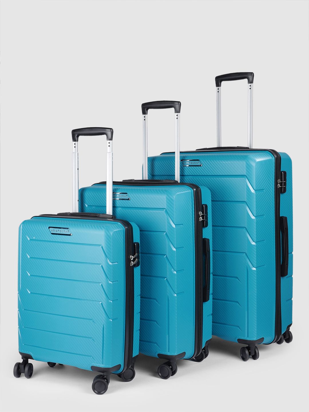 Unisex CHROMA Set of 3 Textured CB+MD+LG Hard-Sided Trolley Suitcases