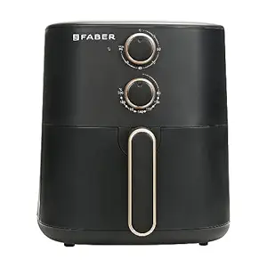 Faber 6 liter 1500W Air Fryer|Fry, Bake, Roast, Toast, Defrost, Grill & Reheat|360 Rapid Air Cooking, 85% Less Oil|Temperature & Time Control, Non-Stick Fryer Pan, Auto-Off | Sleek Design | (Black)