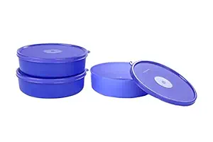 Signoraware Classic Round Big Lunch Box Set, 800ml, Set of 3, Deep Violet within Deep Violet