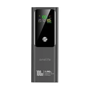 One Life Power 17 100W Fast Charging 20000mAh Power Bank | Triple Output (2 USB-C PD & 1 USB-A QC) | Digital Display | Compatible with MacBook, Type-C Laptops, iPhone, Android & More (Black)
