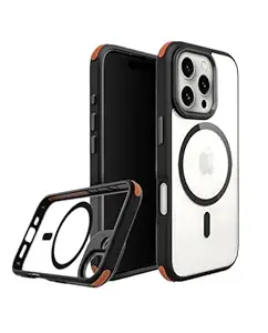DailyObjects Polycarbonate Case for iPhone 16 Pro Compatible with Mag-Safe Wireless Charging | Orange Hybrid Magnetic Armour Slim Shockproof Back Cover