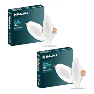 Bajaj Polycarbonate Ivora Compact Downlight | 5W LED Downlight | for Smaller Spaces | Long Life of 25000 Hours | Soothing Light (Green, Pack of 2)