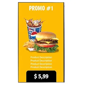 ROMIO Technologies LED Menu Display Board with 38X 22 Screen Size | Display Wall Hang with High Display | Digital Menu Board with Horizontal and Vertical Display Orientation 1 year warranty