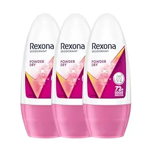 Rexona Powder Dry Underarm Roll-On Deodorant for Women | 72H Odour Protection | 50ML (Pack of 3)