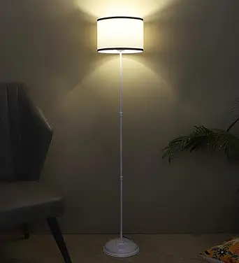 tu casa Metal Floor Lamp (Foldable) - Standing Lamp for Living Room & Bedroom, Elegant Home Decor Item, (Black Stripe Shade)