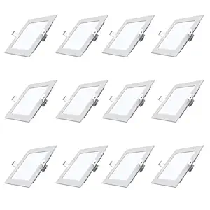 Polycab 3W LED Panel Light Scintillate Edge Slim Square Smart Offers Bright Lumination Long Lifespan No Harmful Radiation (Cool White, 6500K, 12 PCS, Cut Out: 2.55 inches)