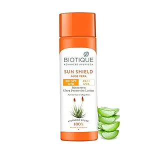 Biotique Sun Shield Aloe vera 30+ SPF UVB Sunscreen Ultra Protective Lotion For Normal to Oily Skin
