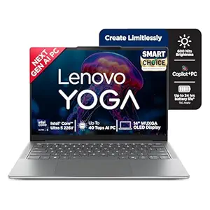 Lenovo Yoga Slim 7 (Smartchoice) Aura Edition, Intel Core Ultra 5 226V, 16GB RAM, 1TB SSD, WUXGA OLED, Copilot+ AI PC, 40 TOPS, 14"/35.5cm, Windows 11, Office 2024, Grey, 1.19Kg, 83JX005FIN, AI Laptop