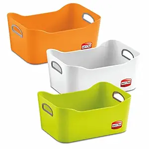 Nayasa Tri Colour Passion Basket | Set of 3 | Multi Purpose Storage Basket